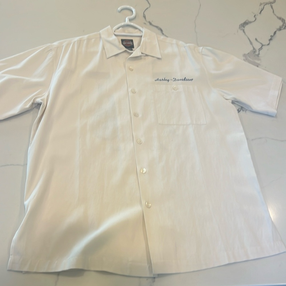 Silk Harley-Davidson White Casual Button Down Shirt